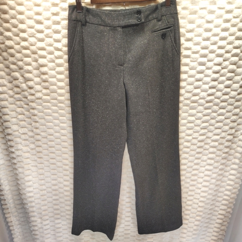 Larry Levine Stretch Trousers Dark Gray With White Speckled Accents Size 6